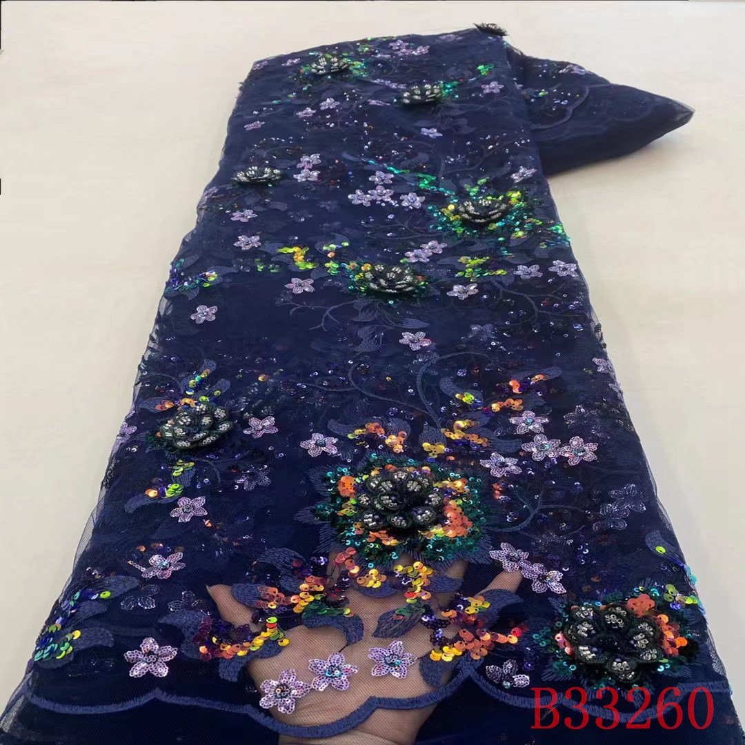 african sequin embroidery tulle purple 3d flower lace fabric soft 3d tulle lace fabric