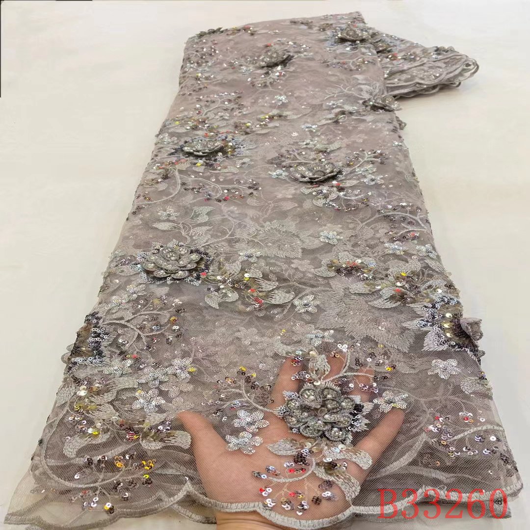african sequin embroidery tulle purple 3d flower lace fabric soft 3d tulle lace fabric