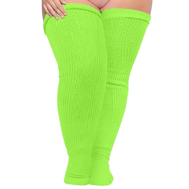 Plus Size Ribbed Knit Long Warmer Thicken Lady Over The Knee High Women Stockings Socks
