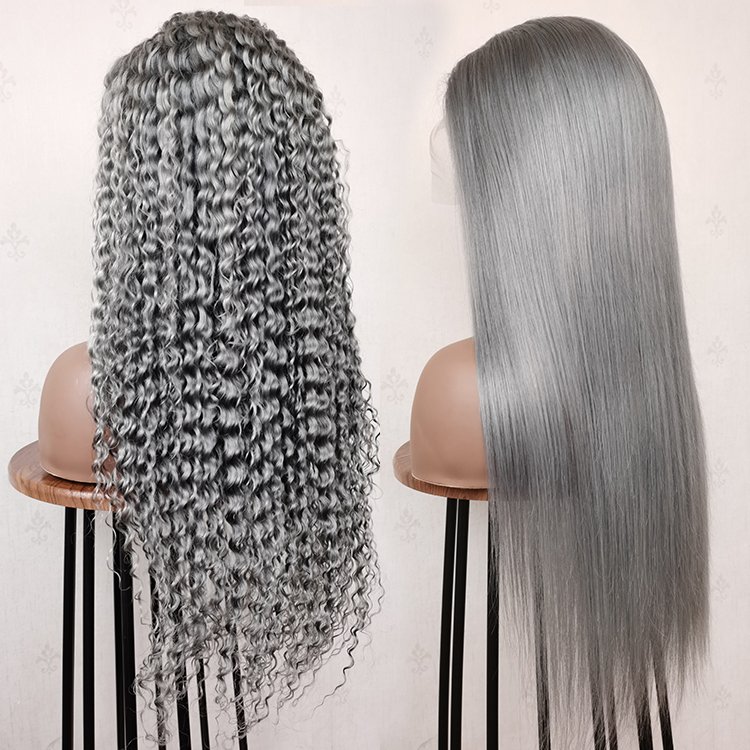 26 28 30 40 inch Gray Lace Frontal Wigs Human Hair curly deep Wave Transparent Wavy Grey Lace Front Wig For Women Pre Plucked