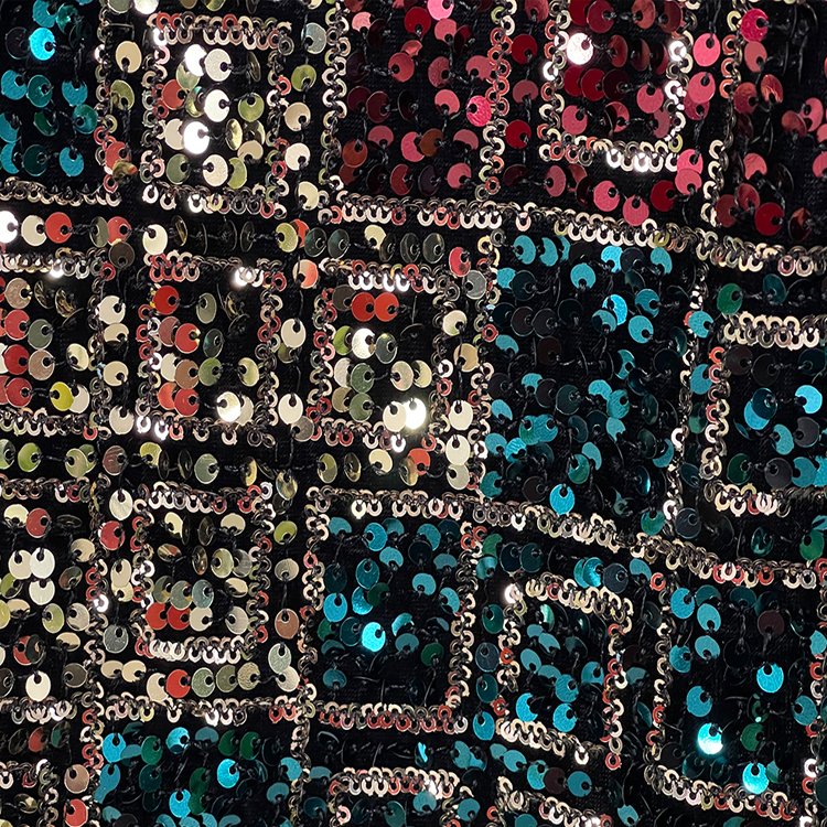 Wholesale stock velvet sequin fabrics embroidery with sequins velvet sequin lace fabric for women party dress