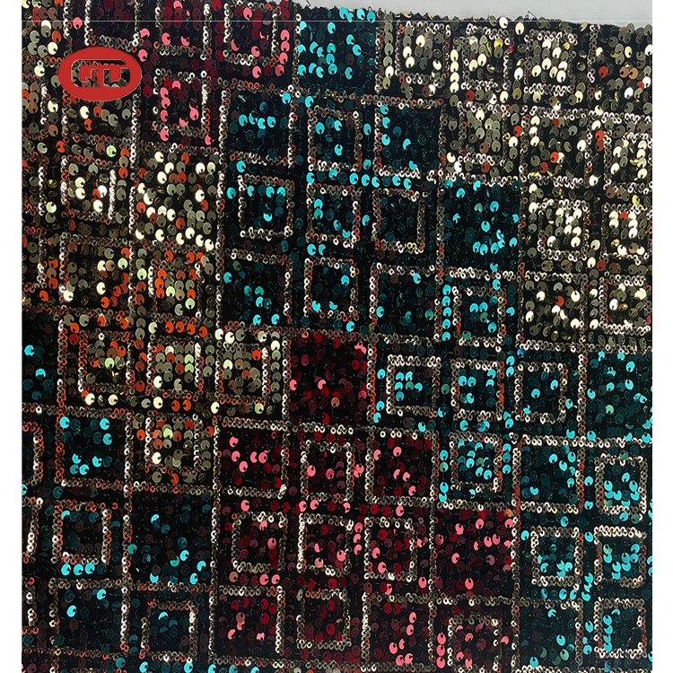 Wholesale stock velvet sequin fabrics embroidery with sequins velvet sequin lace fabric for women party dress
