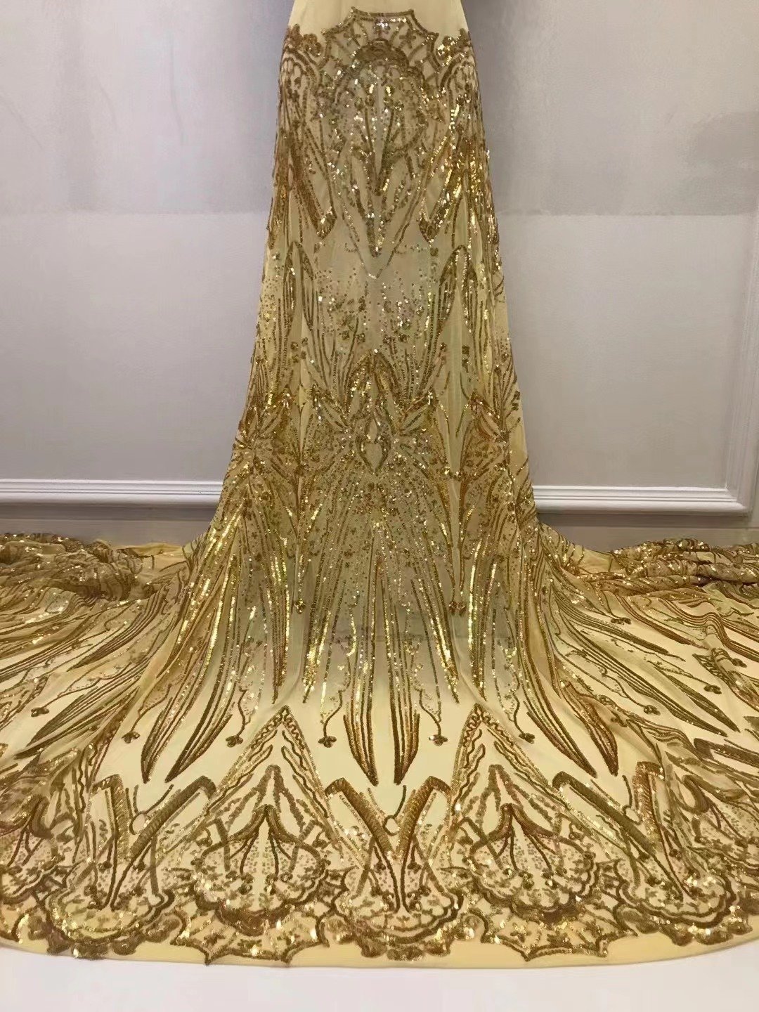 high-end chiffon embroidery fabric 2022 bridal lace for wedding dress