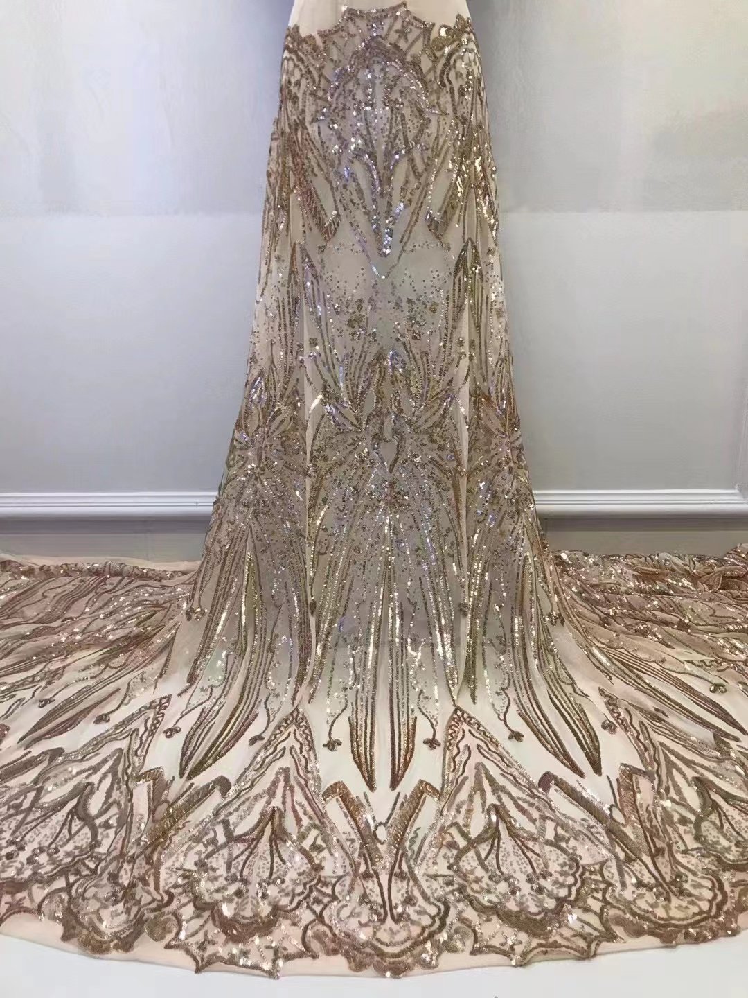 high-end chiffon embroidery fabric 2022 bridal lace for wedding dress