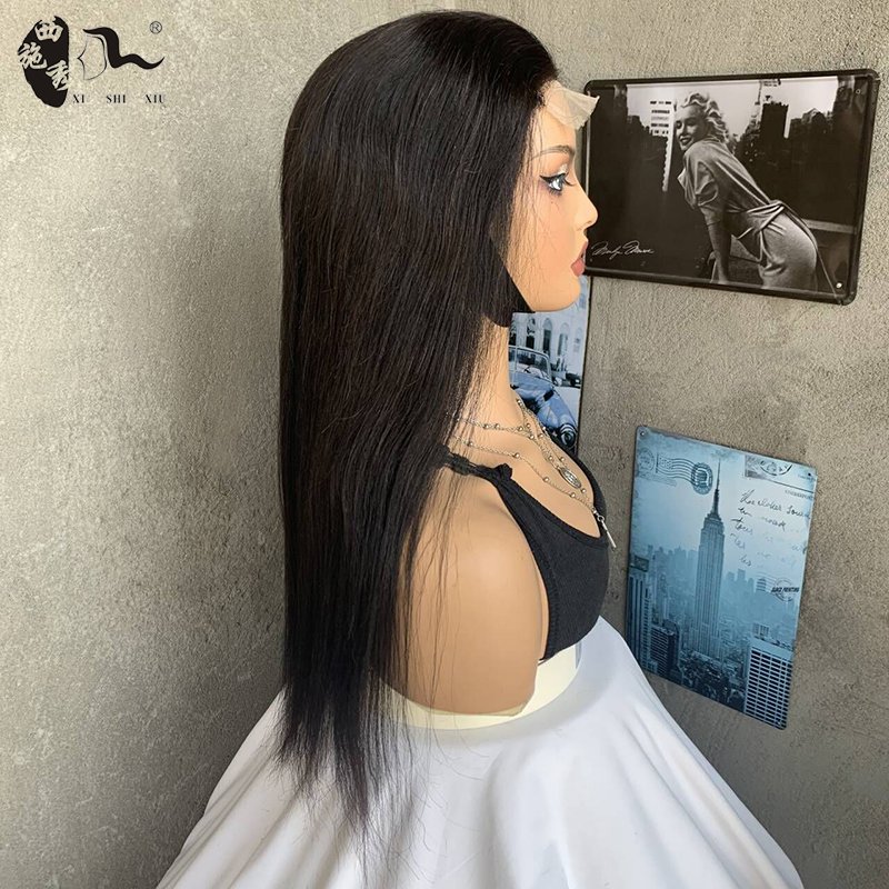 XISHIXIUHAIR Wholesale Cheap Prices 75% Human Hair Blend Wigs Fiber Lace Synthetic 4x4 lace front wig Human Hair Blend Wigs