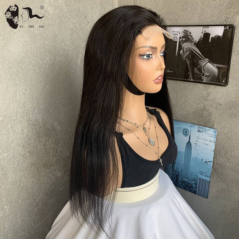 XISHIXIUHAIR Wholesale Cheap Prices 75% Human Hair Blend Wigs Fiber Lace Synthetic 4x4 lace front wig Human Hair Blend Wigs