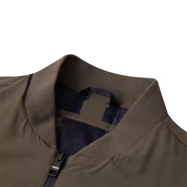 Custom Eco-friendly polyester ribbed collar, knit ribbed cuffs and bottom hem use in jacket
