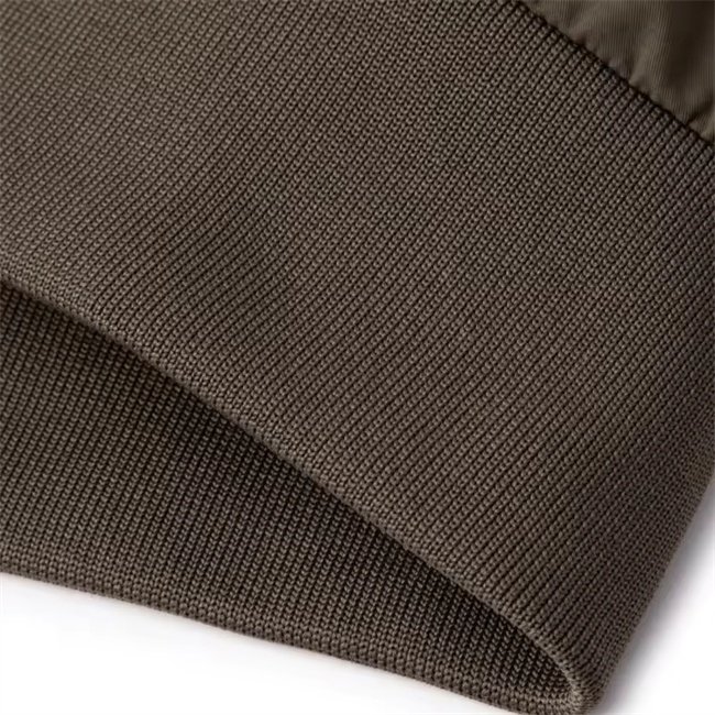 Custom Eco-friendly polyester ribbed collar, knit ribbed cuffs and bottom hem use in jacket