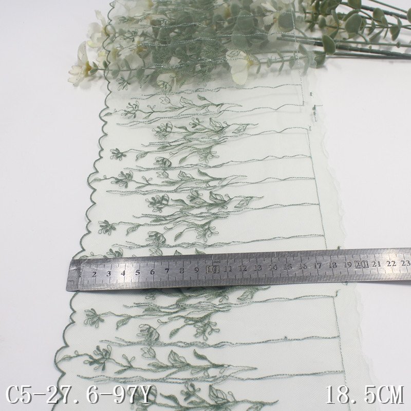 New 18cm Florals Embroidery Net Lace trim thin Tulle Lace Lingerie Dress Lace Nylon Polyester Material