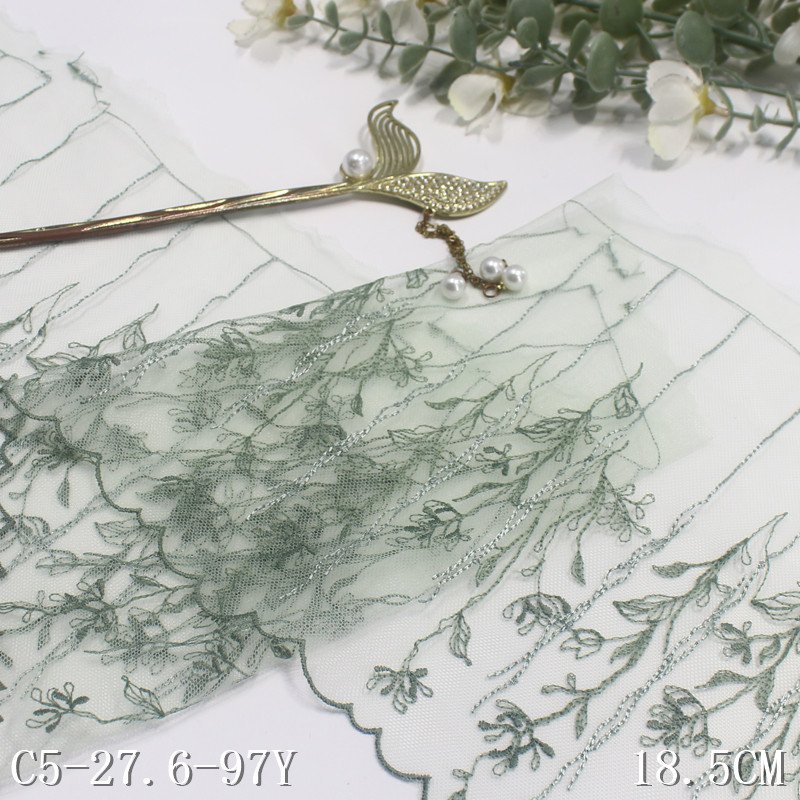 New 18cm Florals Embroidery Net Lace trim thin Tulle Lace Lingerie Dress Lace Nylon Polyester Material