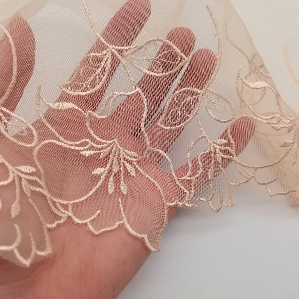 Lace New Product Lolita Style Children's Clothes Spot Supply Rose Embroidery Skin Color Lace Polyester Fabric Embroidery 3days