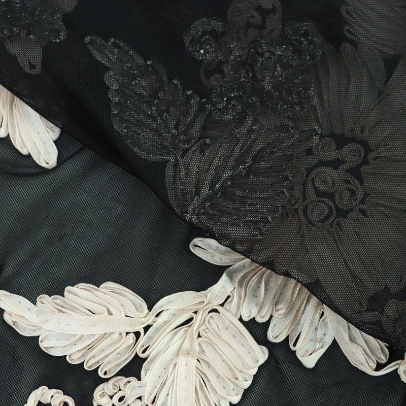 3D Floral Embroidered Mesh Reel Fabric Tulle and Polyester for Wedding Dresses Swimsuits Underwear Bags for Girls