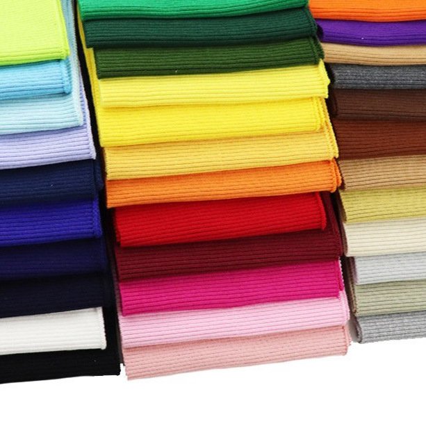 Hot Sale Flat Knitting Stretch Solid Color Polyester 1x1 Knitting Rib Cuff Hem For Dress Top Short Sleeve