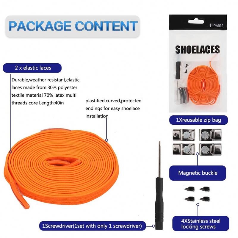 No tie Shoelaces Elastic Locking Shoelace Flat Multi Color sports Shoe Laces Easy to put on and take off Lazy Magnetic Laces