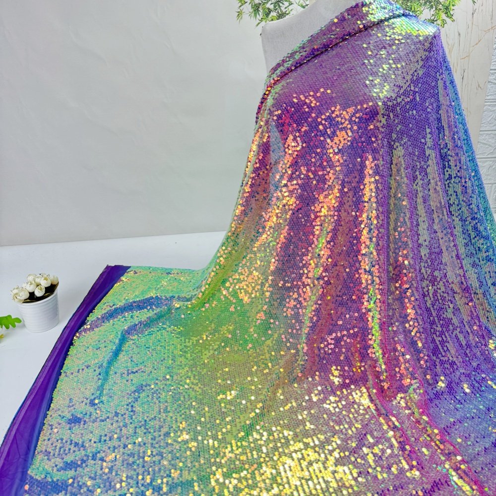 Rainbowl Wedding Lace Fabric Polyester Stretch Mesh Digital Printing Sequins Embroidery Fabric Lace Sequin Fabric For Dress