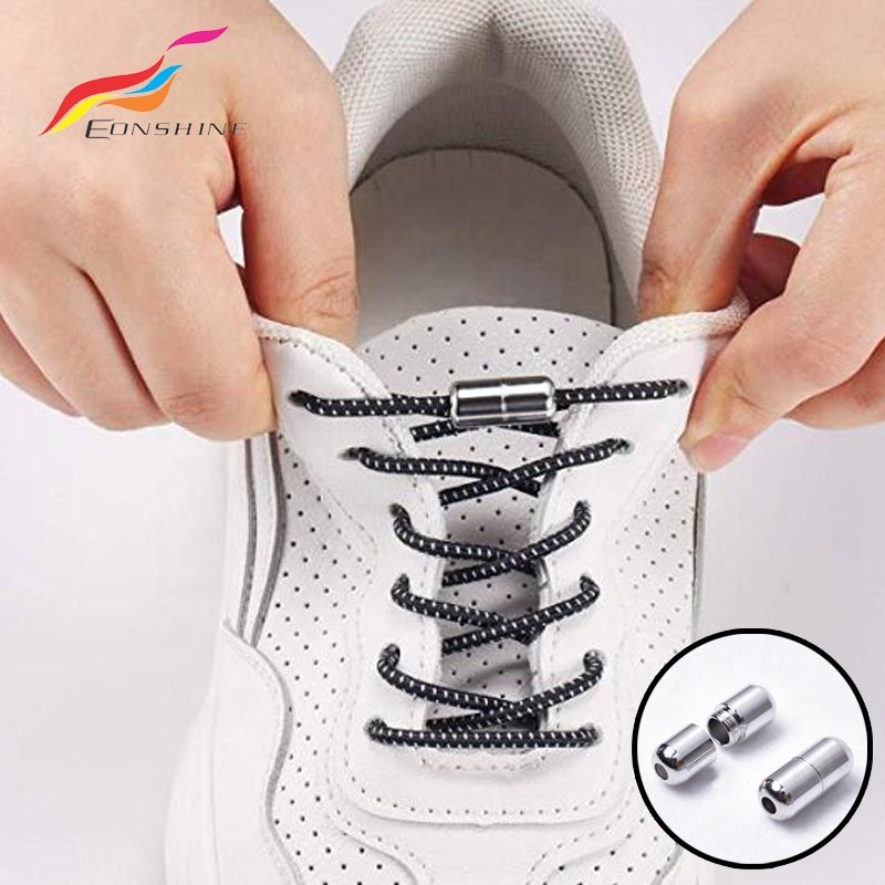 New Style No Tie Gold Capsule Metal End Clips Elastic Lock Shoe Lace with Custom Packaging
