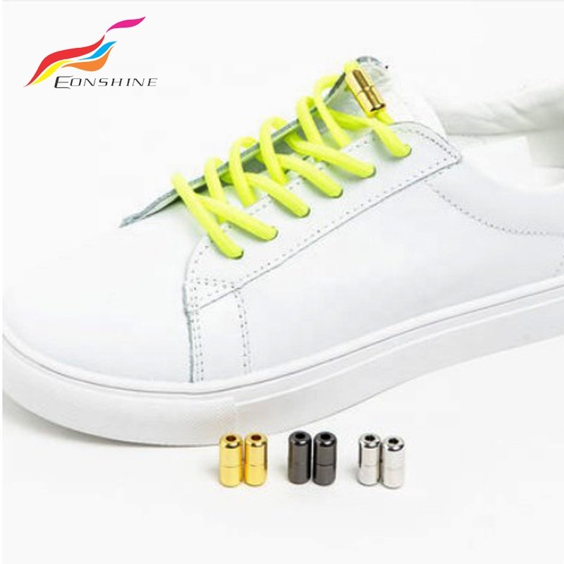 New Style No Tie Gold Capsule Metal End Clips Elastic Lock Shoe Lace with Custom Packaging