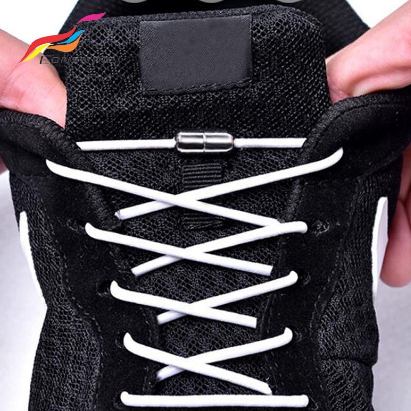New Style No Tie Gold Capsule Metal End Clips Elastic Lock Shoe Lace with Custom Packaging