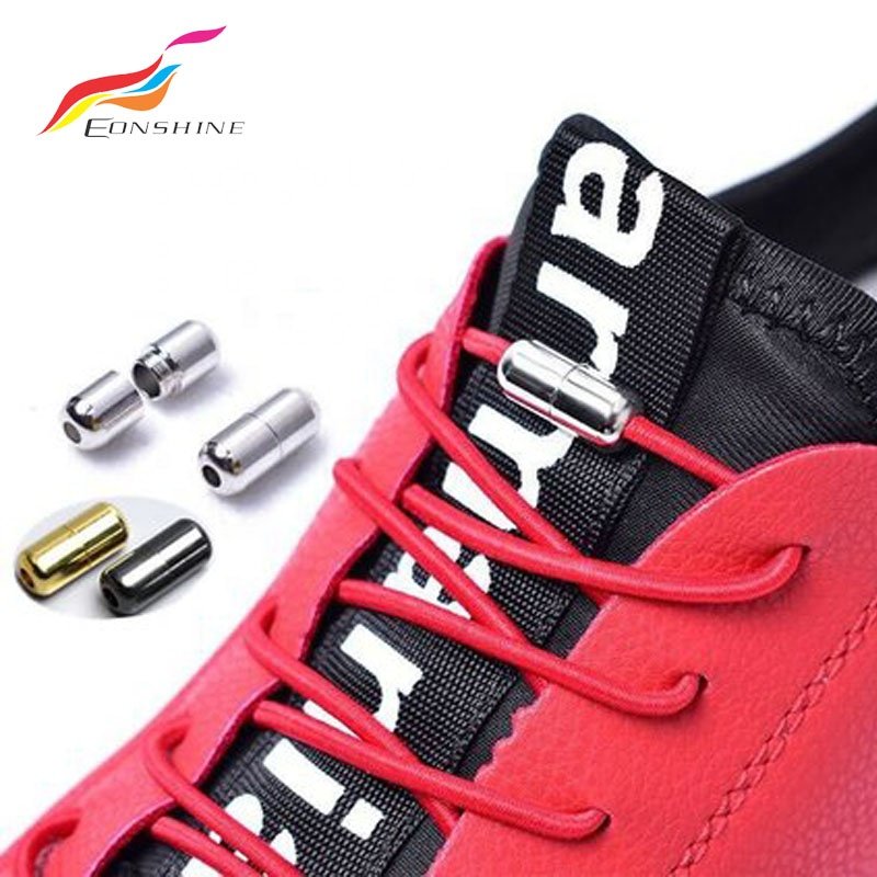 New Style No Tie Gold Capsule Metal End Clips Elastic Lock Shoe Lace with Custom Packaging
