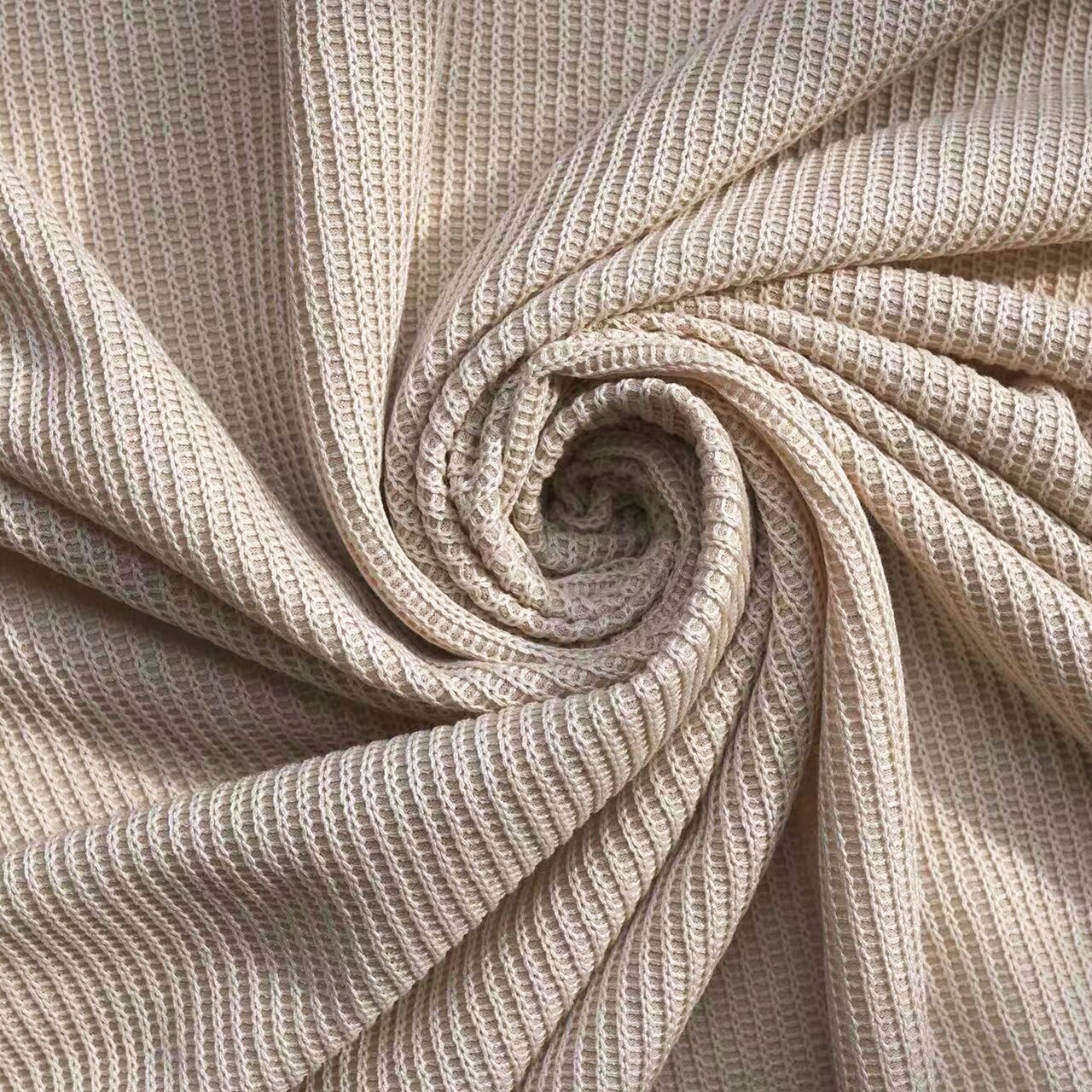 Multi-colored 15%R 85%T knitted twist sweater fabric is available from stock
