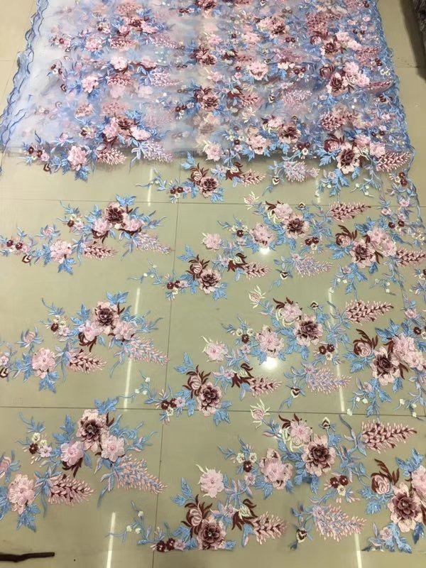 Hot sale 3D flower embroidery fabric for dress