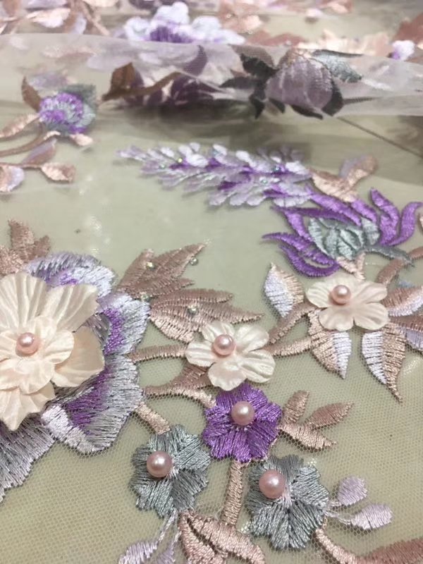 Hot sale 3D flower embroidery fabric for dress