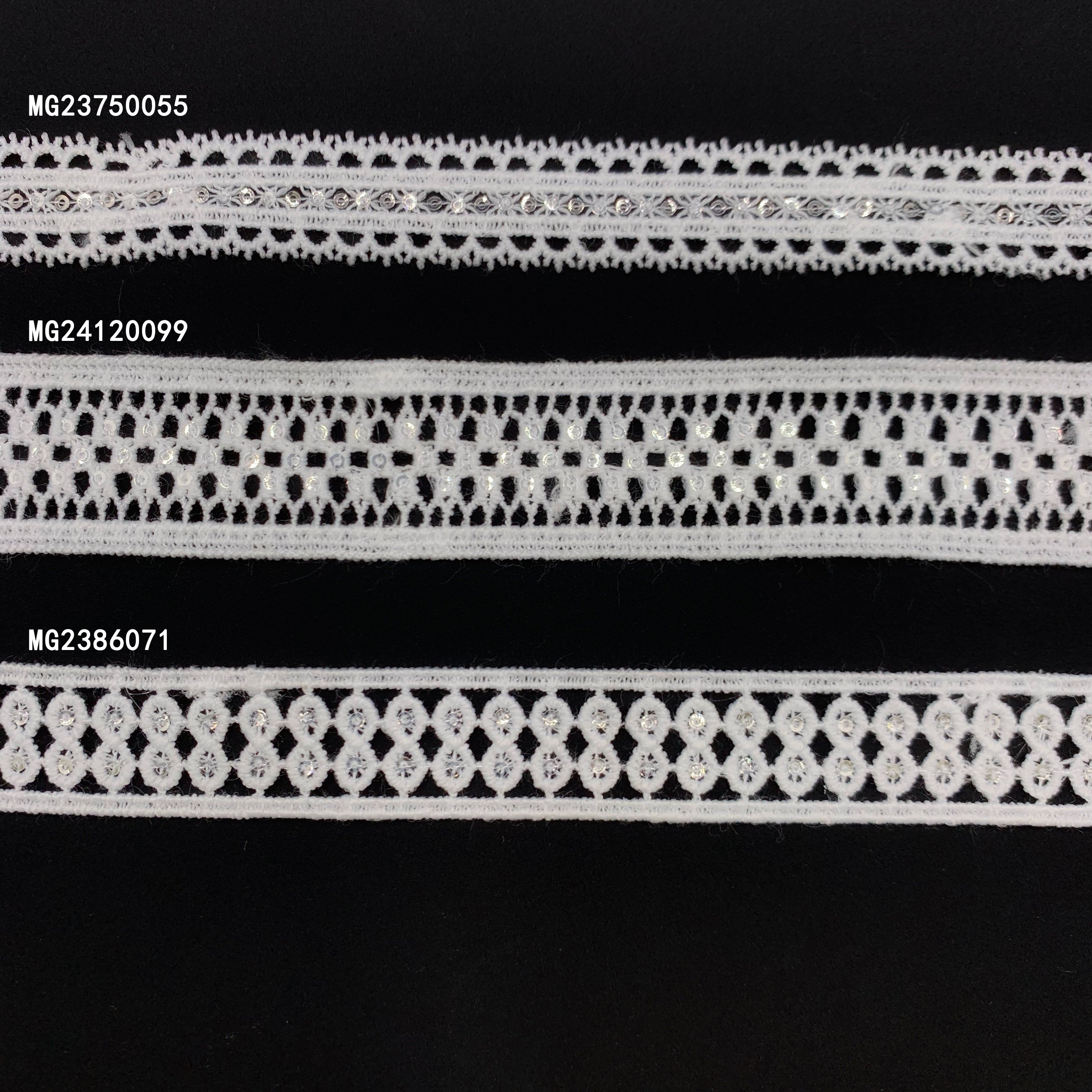 Chinese Water Soluble 100% Polyester White Exquisite Quality Lace Trim