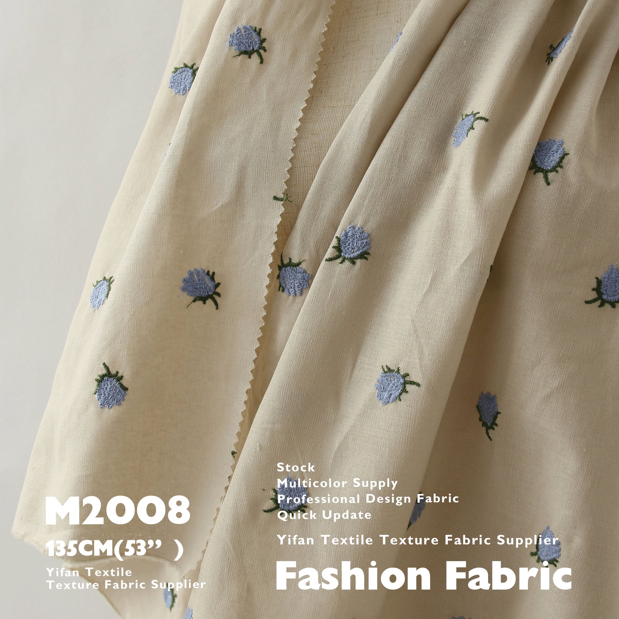 Embroidery Fabric Cotton And Linen Three-dimensional Fabric For Skirt Shirt Kids Clothing