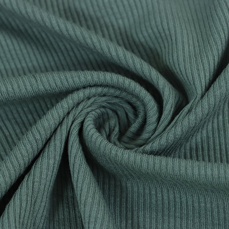 Wholesale soft Ribbed knitted solid color stretch fabric with pit stripes Cotton-like knitted ribbed fabric for sweater