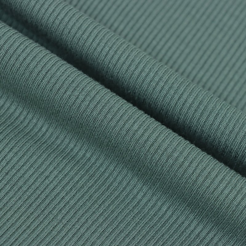 Wholesale soft Ribbed knitted solid color stretch fabric with pit stripes Cotton-like knitted ribbed fabric for sweater