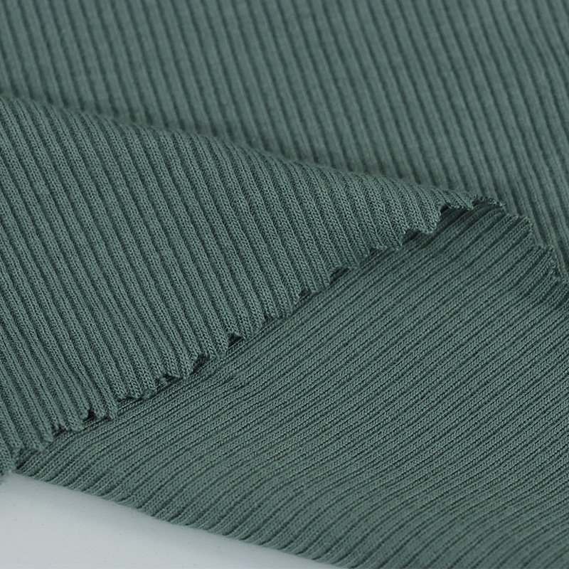 Wholesale soft Ribbed knitted solid color stretch fabric with pit stripes Cotton-like knitted ribbed fabric for sweater