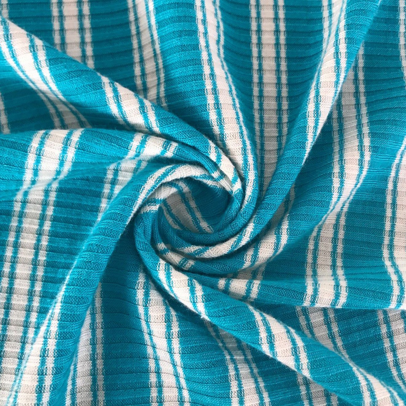 Wholesale Custom Striped Yarn Dyed Recycled Polyester Spandex Knitted Stretch 3*3 Rib Fabric For Clothing