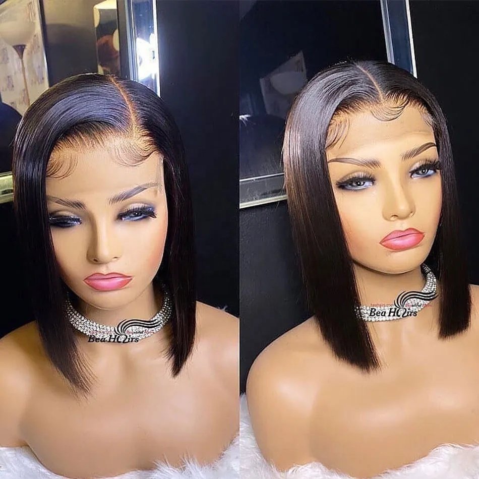 Cheap Straight Short Bob Wig Natural Human Hair Hd Full Transparent Lace Front Wig Raw Indian Virgin Human Hair Lace Frontal Wig