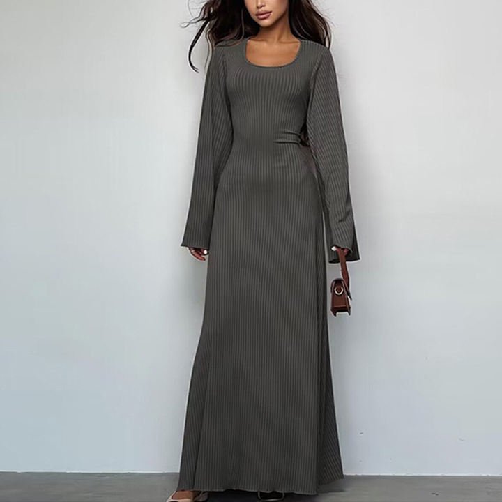 Autumn Women Clothing Casual Slim Fit Slit Street Stretch Knit Ribbed Sexy Long Sleeve Wrap Bandage Bodycon Casual Dress