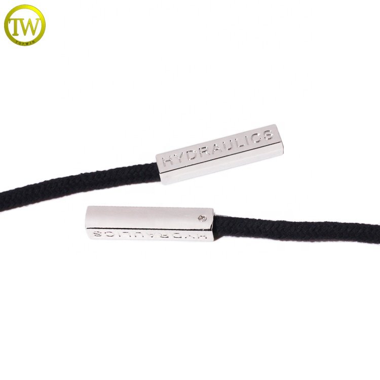Wholesale cheap cotton shoes lace string recycled hoodie jacket nylon end strings with logo stopper