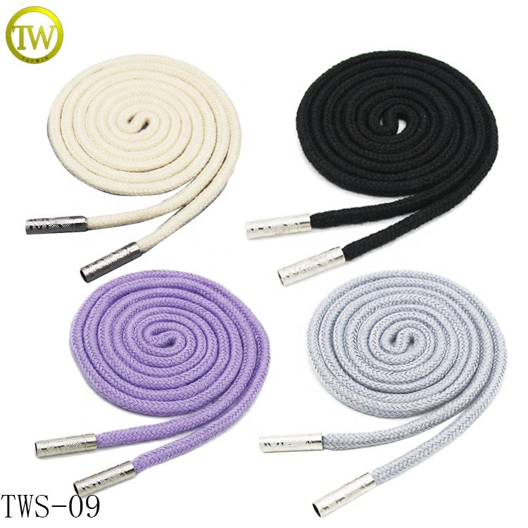 Wholesale cheap cotton shoes lace string recycled hoodie jacket nylon end strings with logo stopper