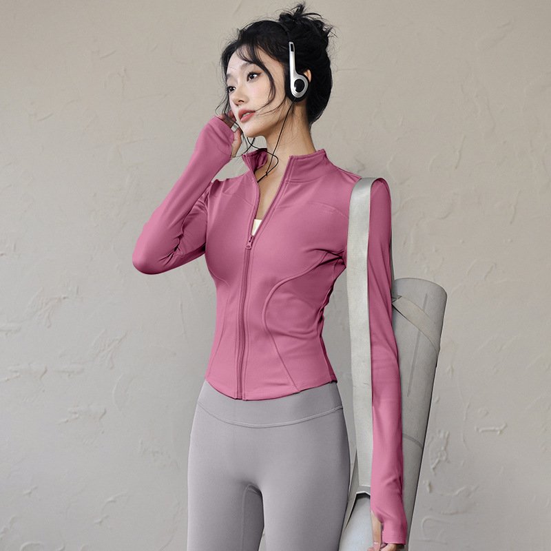 Logo Custom Women Lightweight Full Zip Running Jacket Workout Slim Fit Yoga Sport wear with Thumb Holes Winter Workout Coat