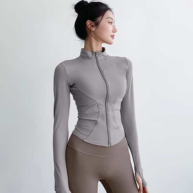 Logo Custom Women Lightweight Full Zip Running Jacket Workout Slim Fit Yoga Sport wear with Thumb Holes Winter Workout Coat