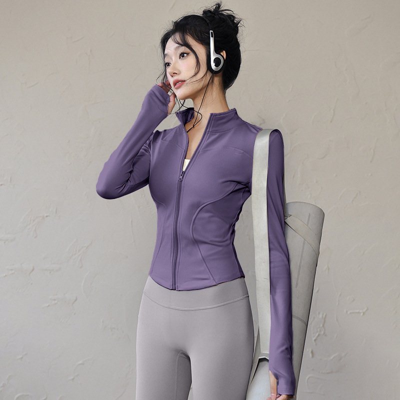 Logo Custom Women Lightweight Full Zip Running Jacket Workout Slim Fit Yoga Sport wear with Thumb Holes Winter Workout Coat