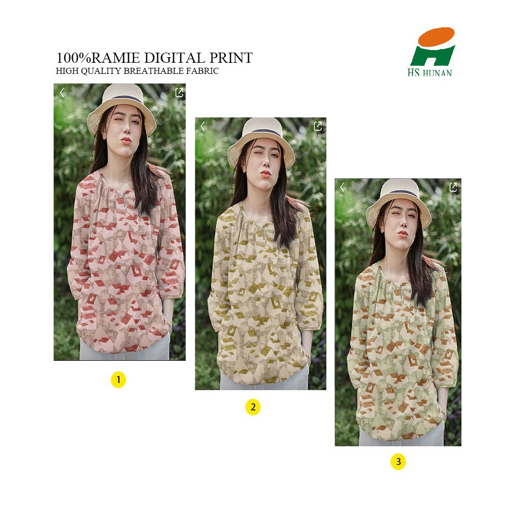 2024 Ramie print digitized textile ramie technology in fashion trend