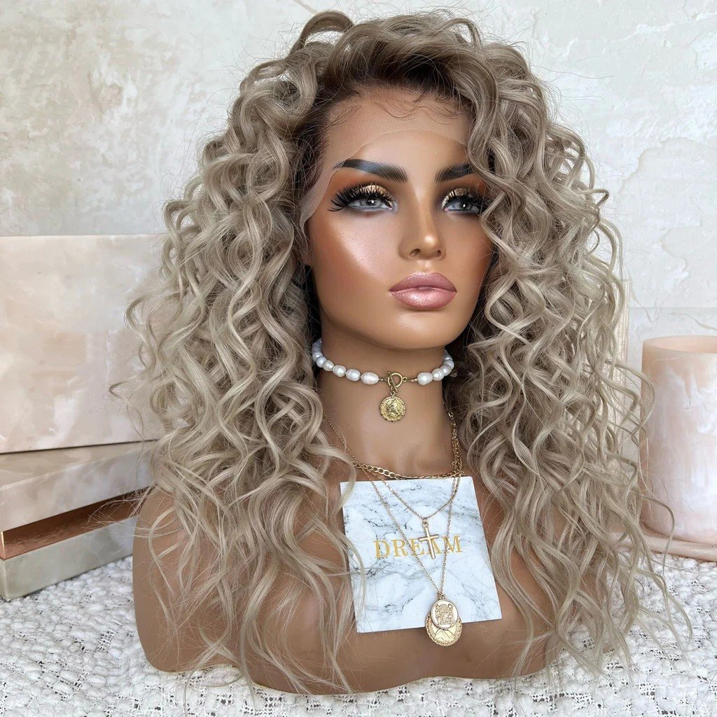 Freedom Wig Ombre Ash Blonde Color Loose Curly Fashion Style Raw Vietnamese Human Hair Full HD Lace Front Wigs For Women