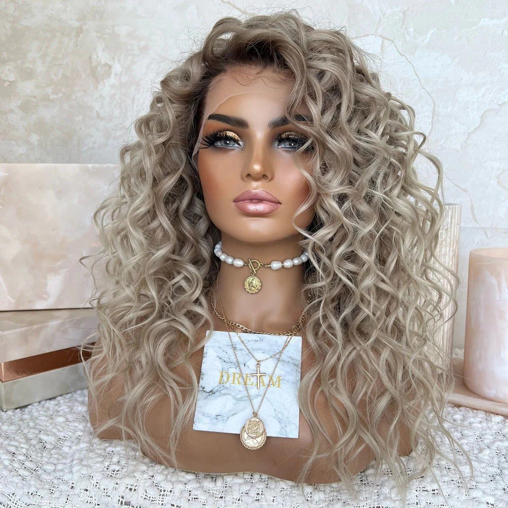 Freedom Wig Ombre Ash Blonde Color Loose Curly Fashion Style Raw Vietnamese Human Hair Full HD Lace Front Wigs For Women