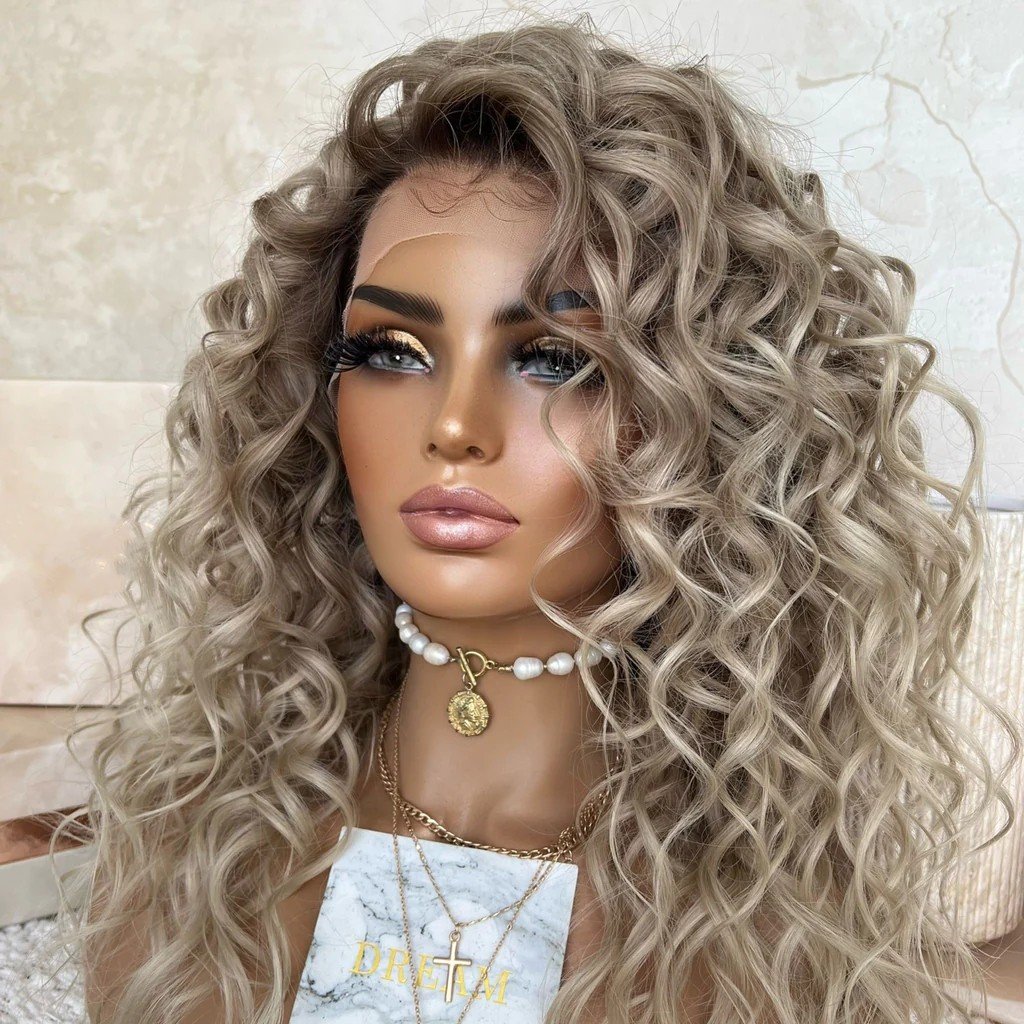 Freedom Wig Ombre Ash Blonde Color Loose Curly Fashion Style Raw Vietnamese Human Hair Full HD Lace Front Wigs For Women