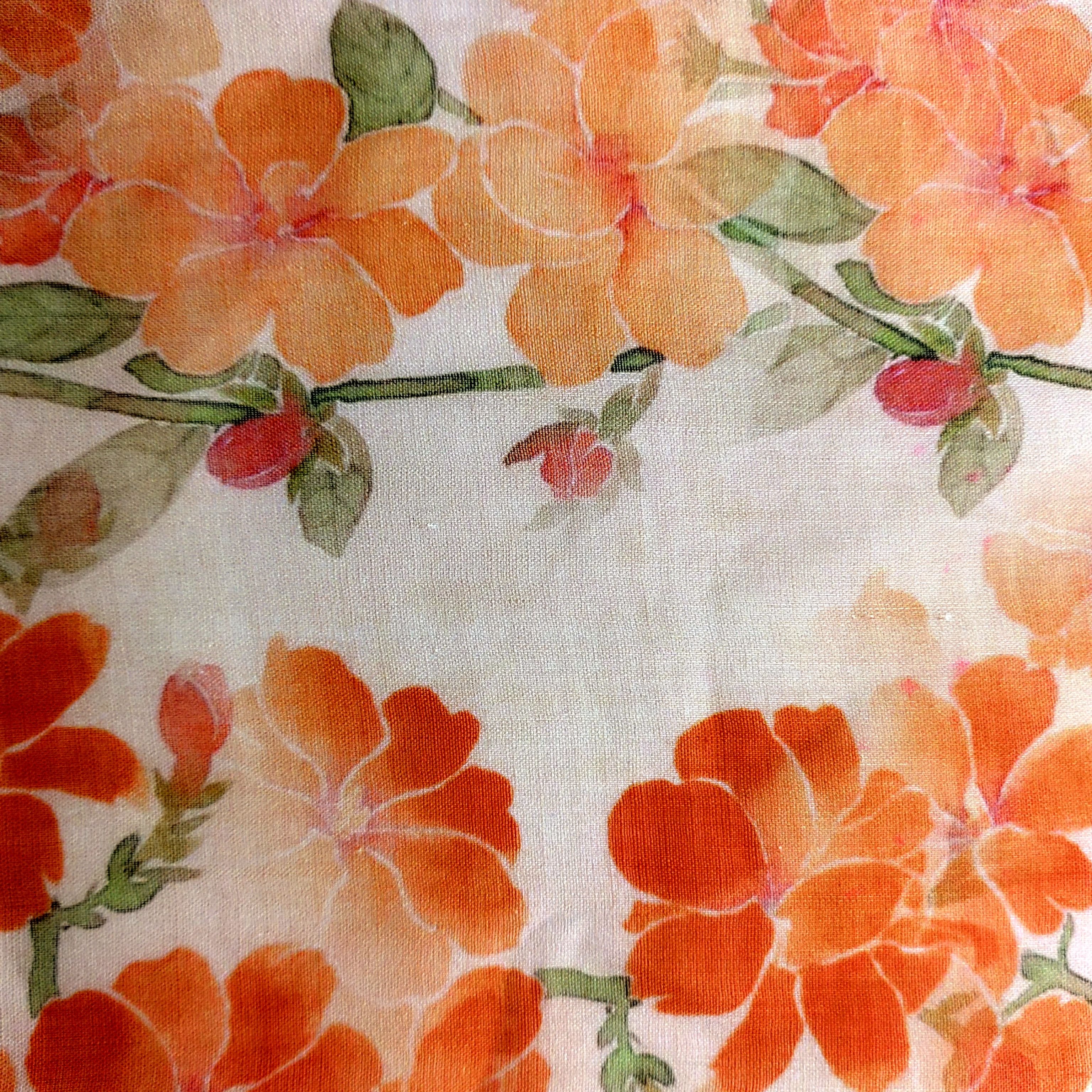 wholesale high quality summer red blue yellow floral print fabric 100% ramie linen fabric for girl's clothing