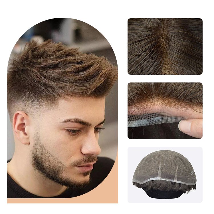 Factory Price Breathable Natural Hairline French Lace Toupee Hair Lace System Hair Lace Men 's Toupee