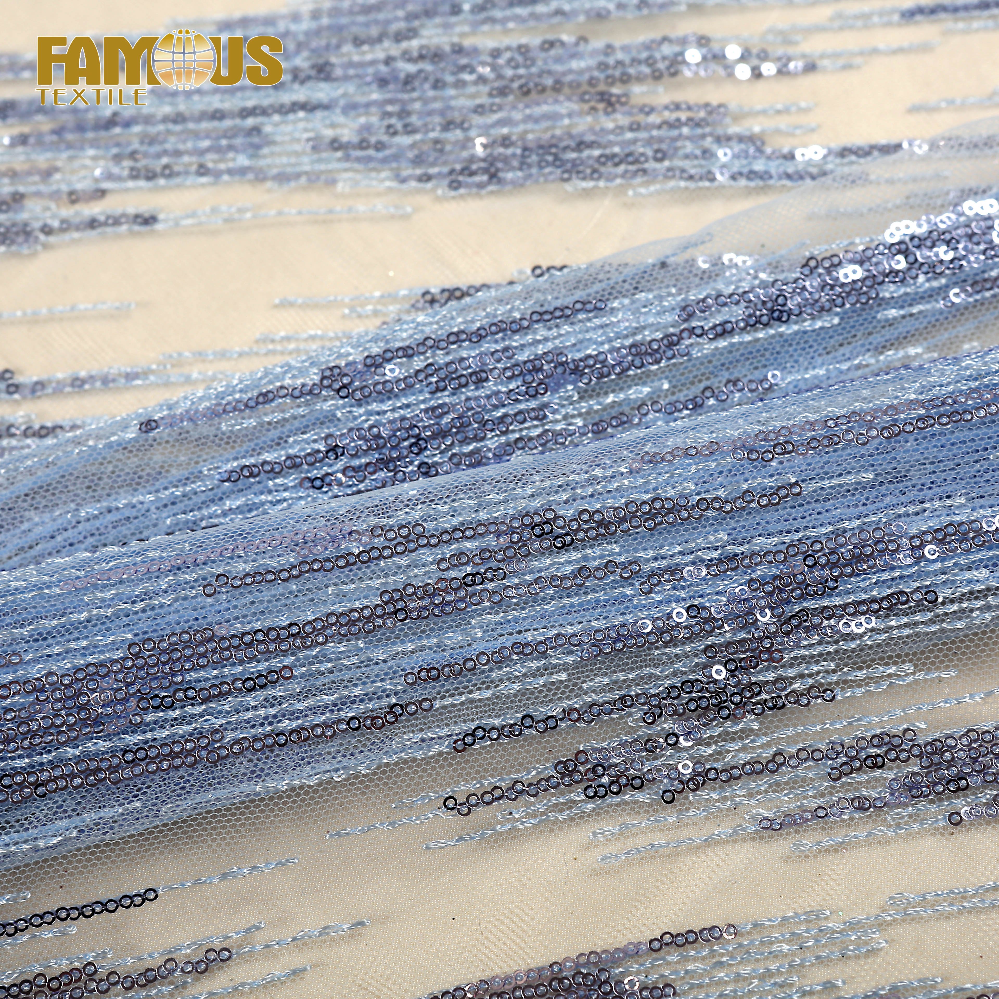 100% Polyester Popular Design Luxury Embroidery Wedding Sequin Lace Fabric for garment