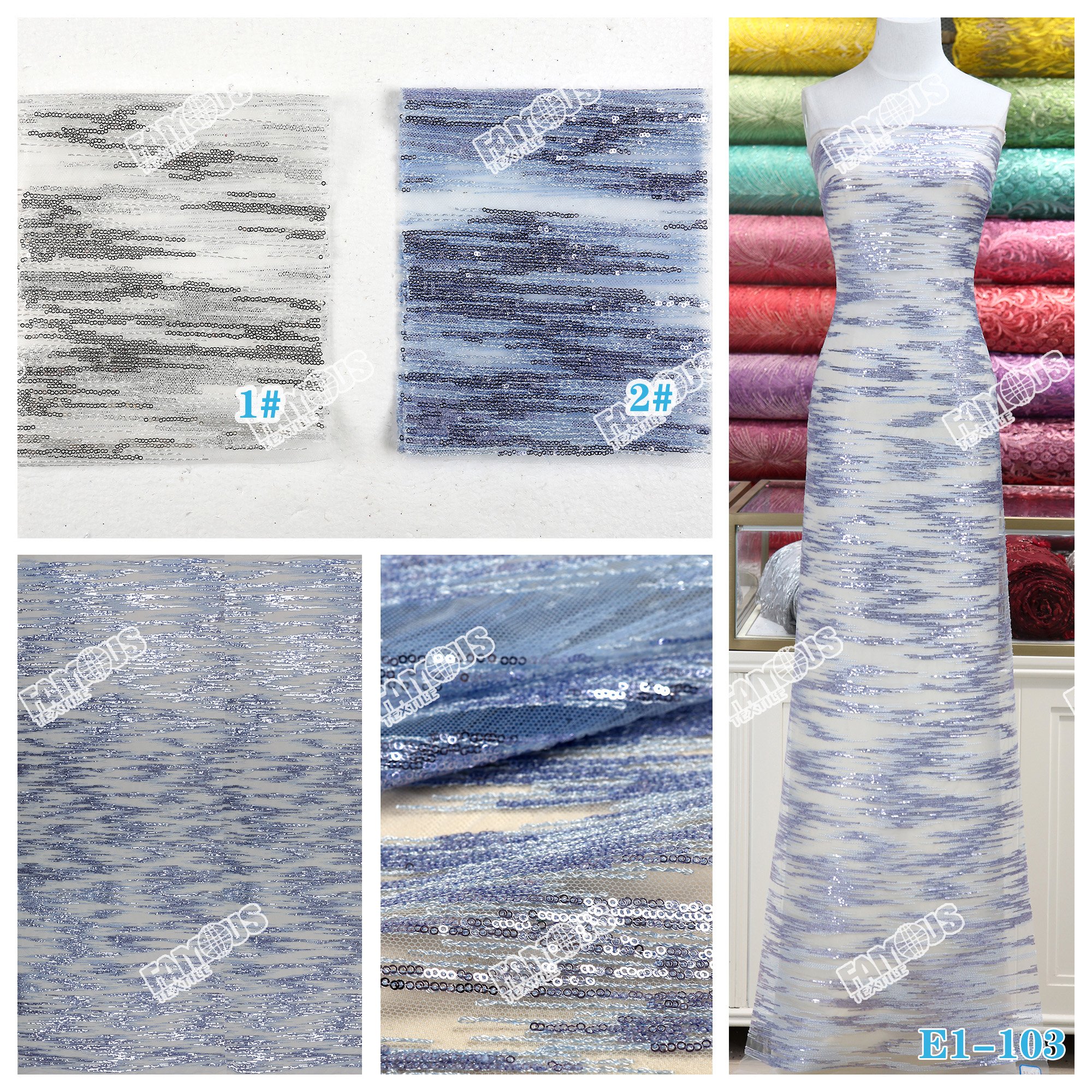 100% Polyester Popular Design Luxury Embroidery Wedding Sequin Lace Fabric for garment