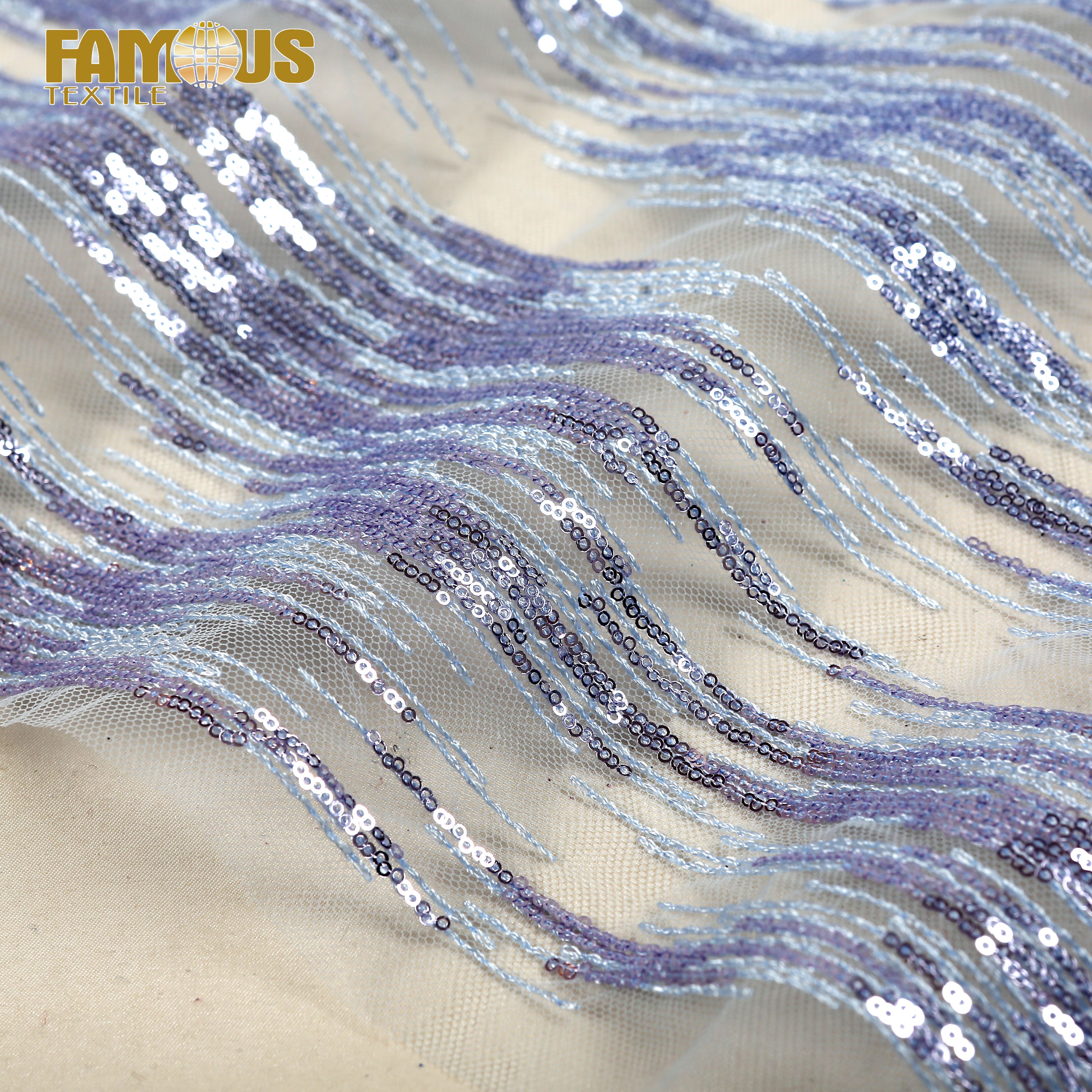 100% Polyester Popular Design Luxury Embroidery Wedding Sequin Lace Fabric for garment