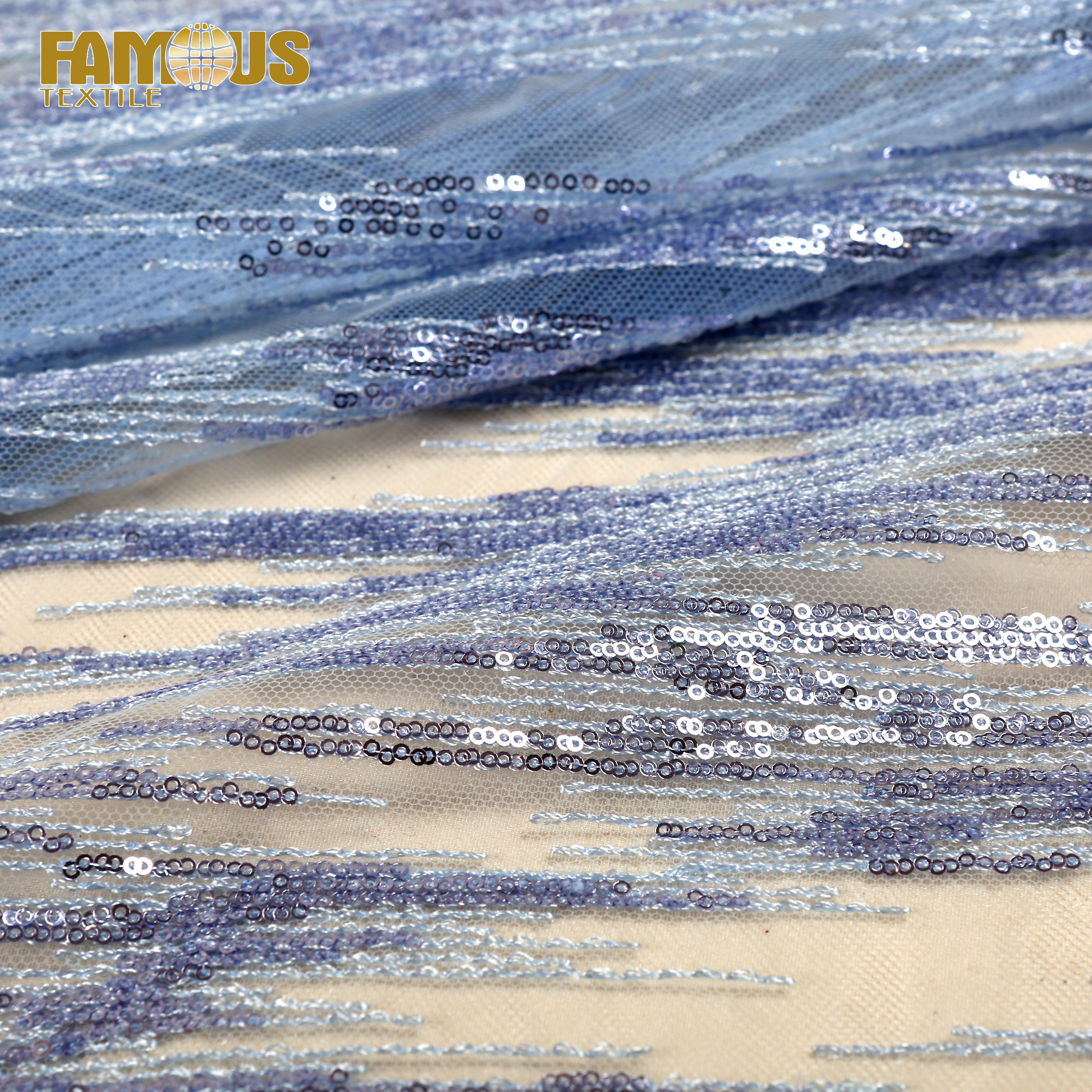100% Polyester Popular Design Luxury Embroidery Wedding Sequin Lace Fabric for garment