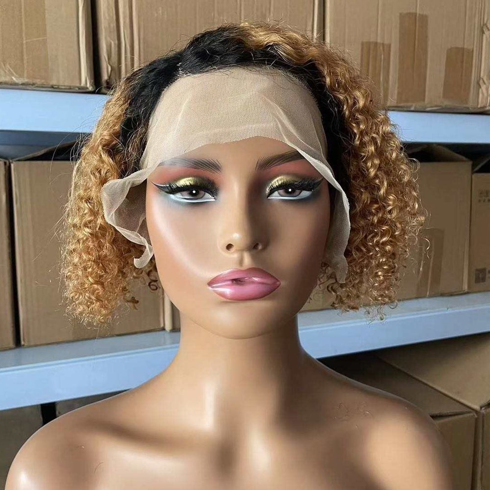 Cheap Perruque 13x4 T Lace Frontal Pixie Cut Curly Wig,Bleached Knots Short Brazilian Wig,Hd Lace Human Hair Wig For Black Women